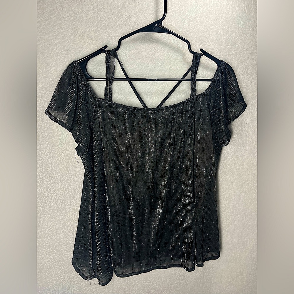 Large Black Tinsel Sparkle Blouse